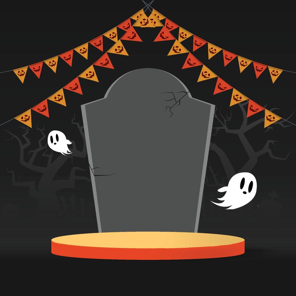 Happy Halloween sale product podium, offer, discount - Vector illustration