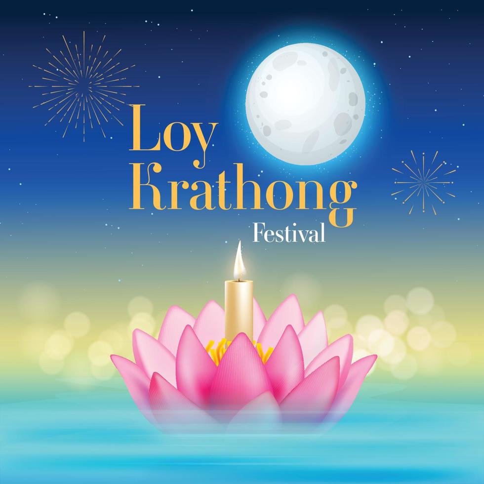 Loy krathong festival travel thailand -vector illustration vector