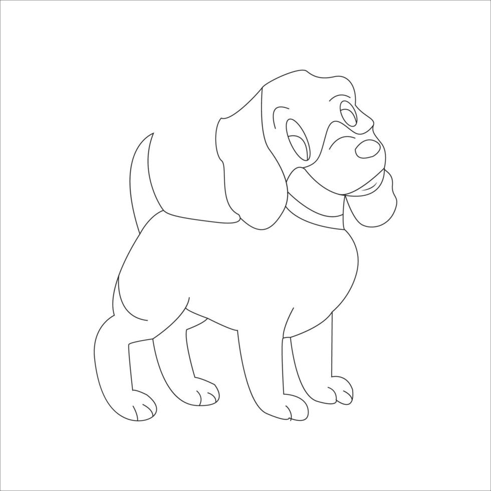 página para colorear de perros y diseño de contorno de animales para niños vector