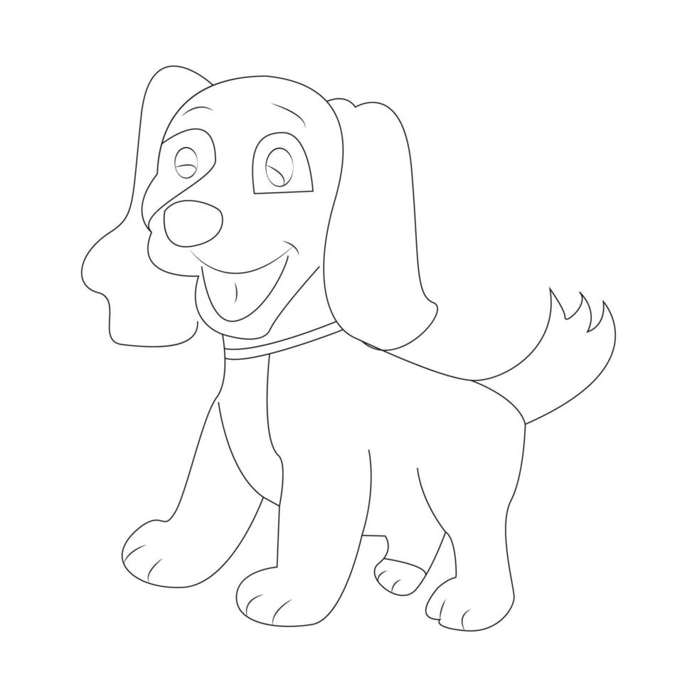 dog coloring page and animal outline design for kids vector