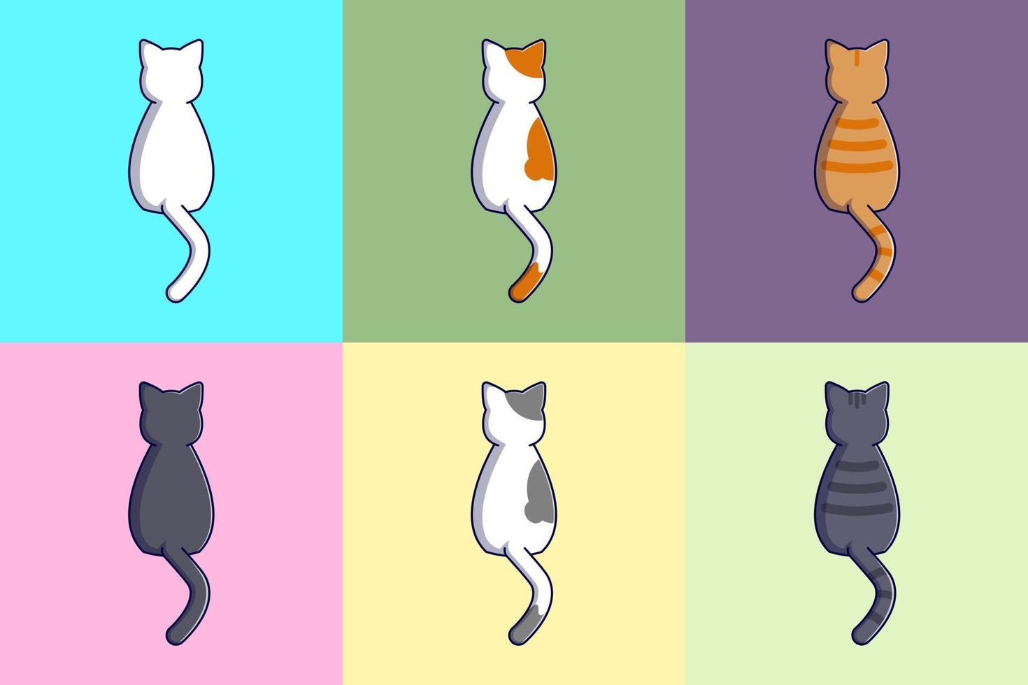 Set of six cartoon cats vector