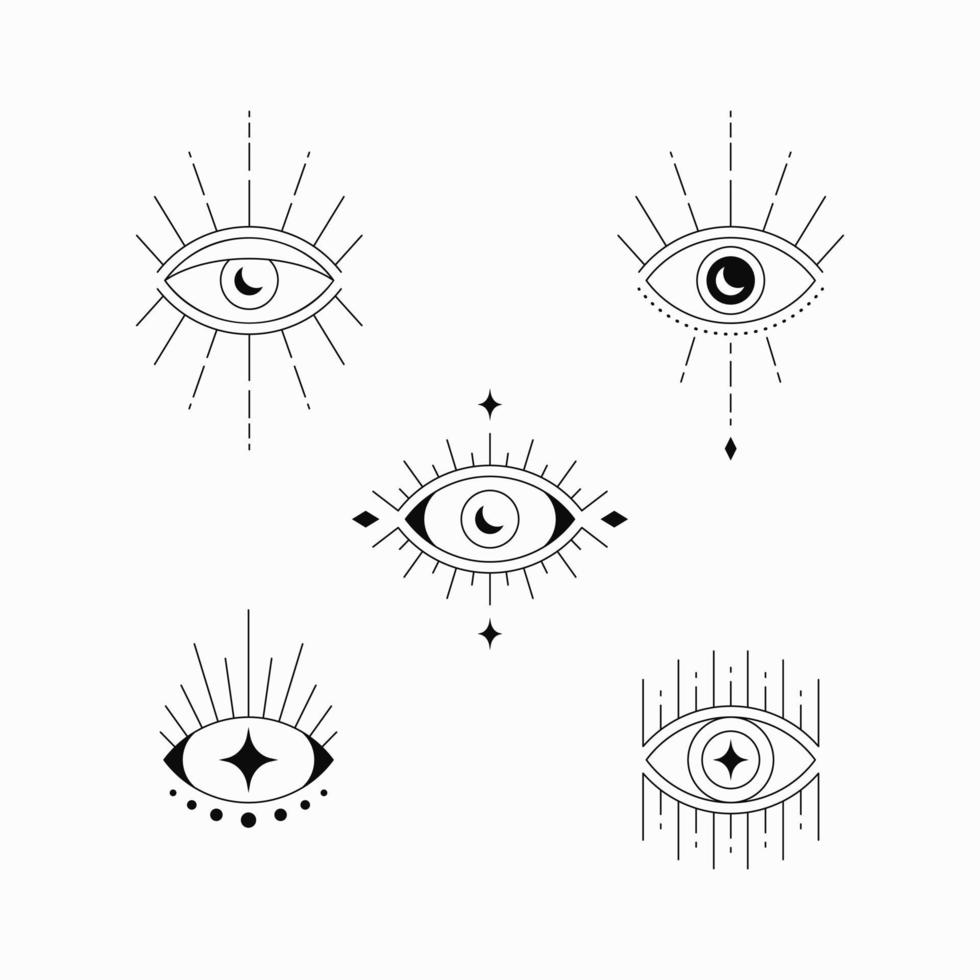 Aesthetic eyes with bohemian style on white background vector