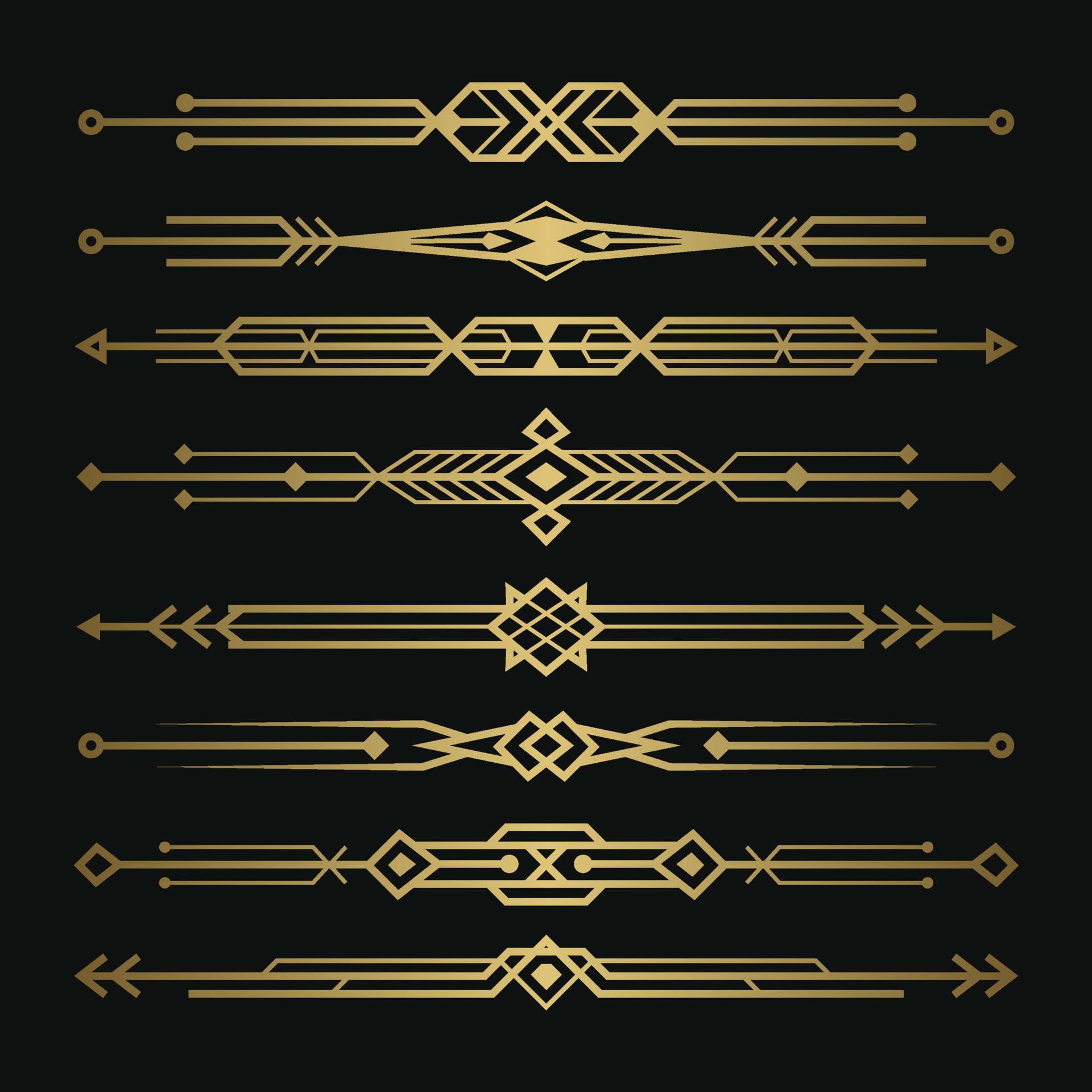 Vintage victorian border set template gold vector 11363076 Vector Art