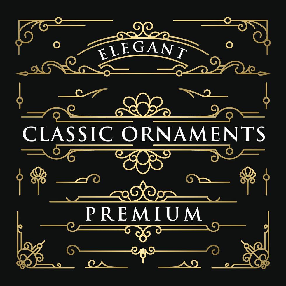 vector de oro de plantilla de conjunto de elementos de ornamento clásico vintage