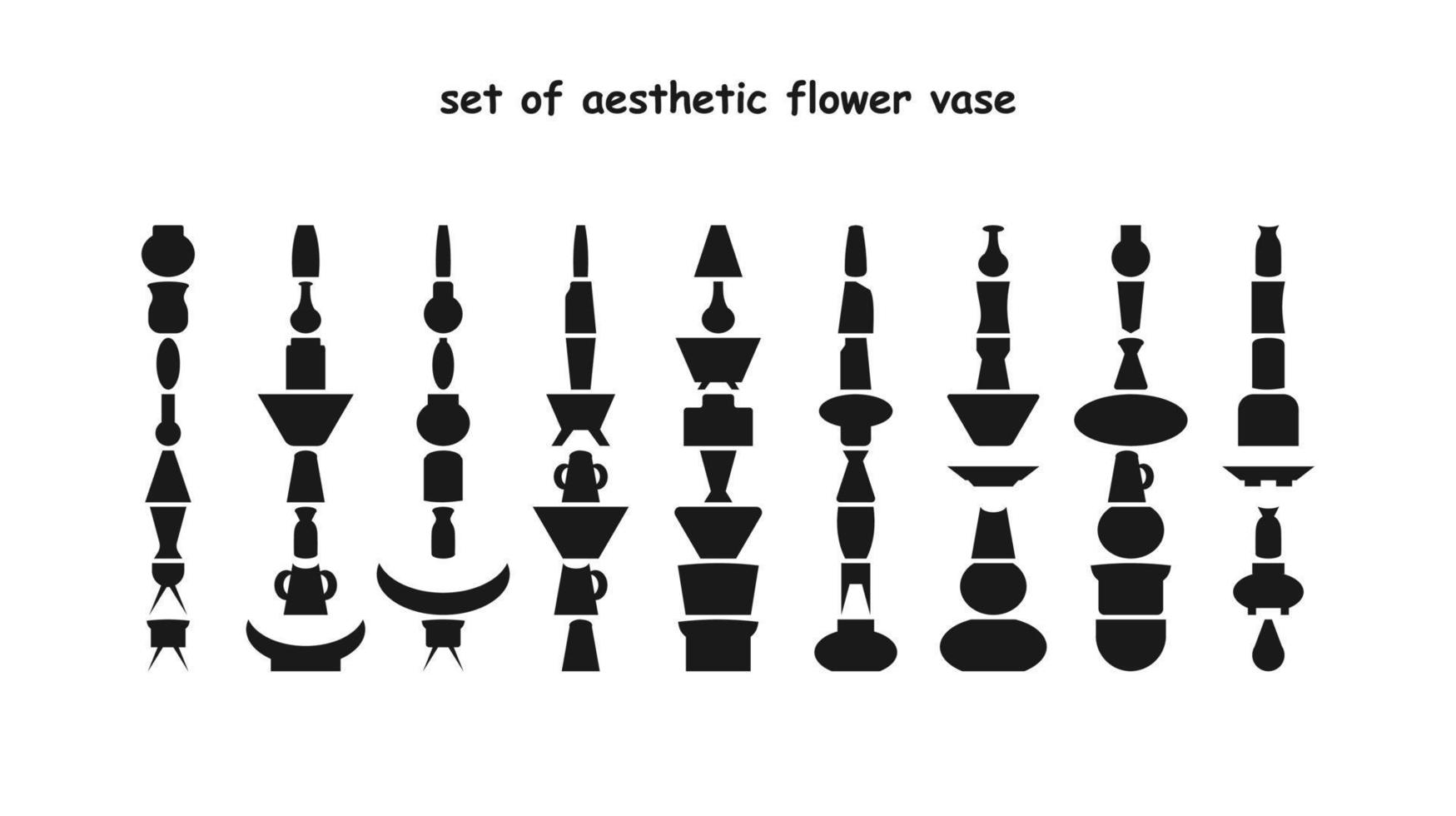 set of aesthetic flower vase vector