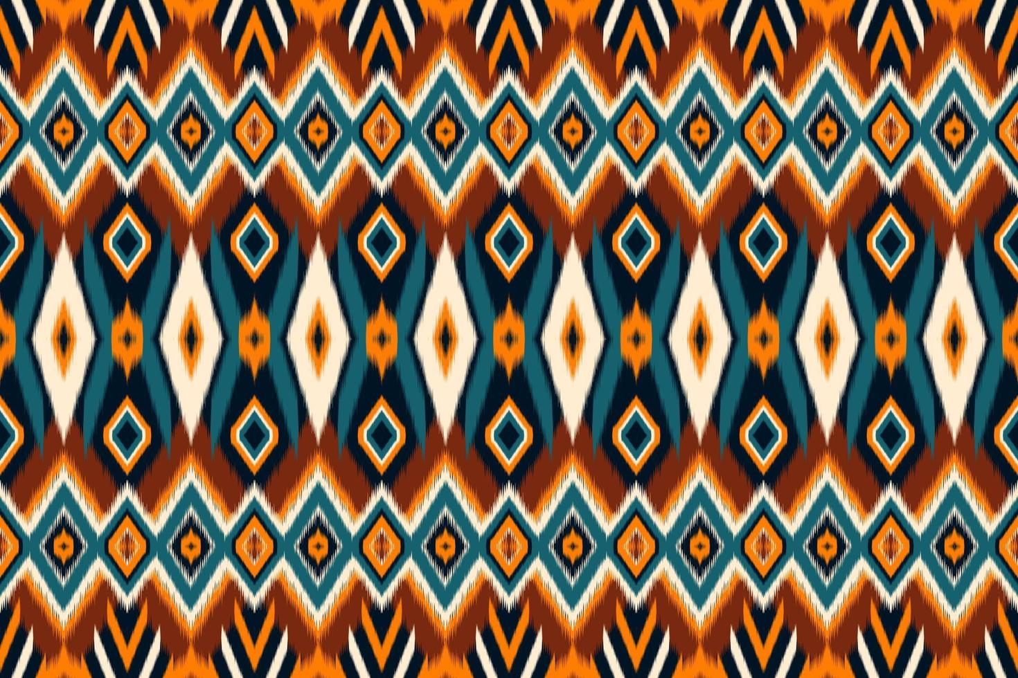 Ikat Seamless Pattern. Geometric ethnic oriental ikat. Design for fabric, background, carpet, wallpaper, clothing, wrapping, Batik. Embroidery style. Vector illustration.