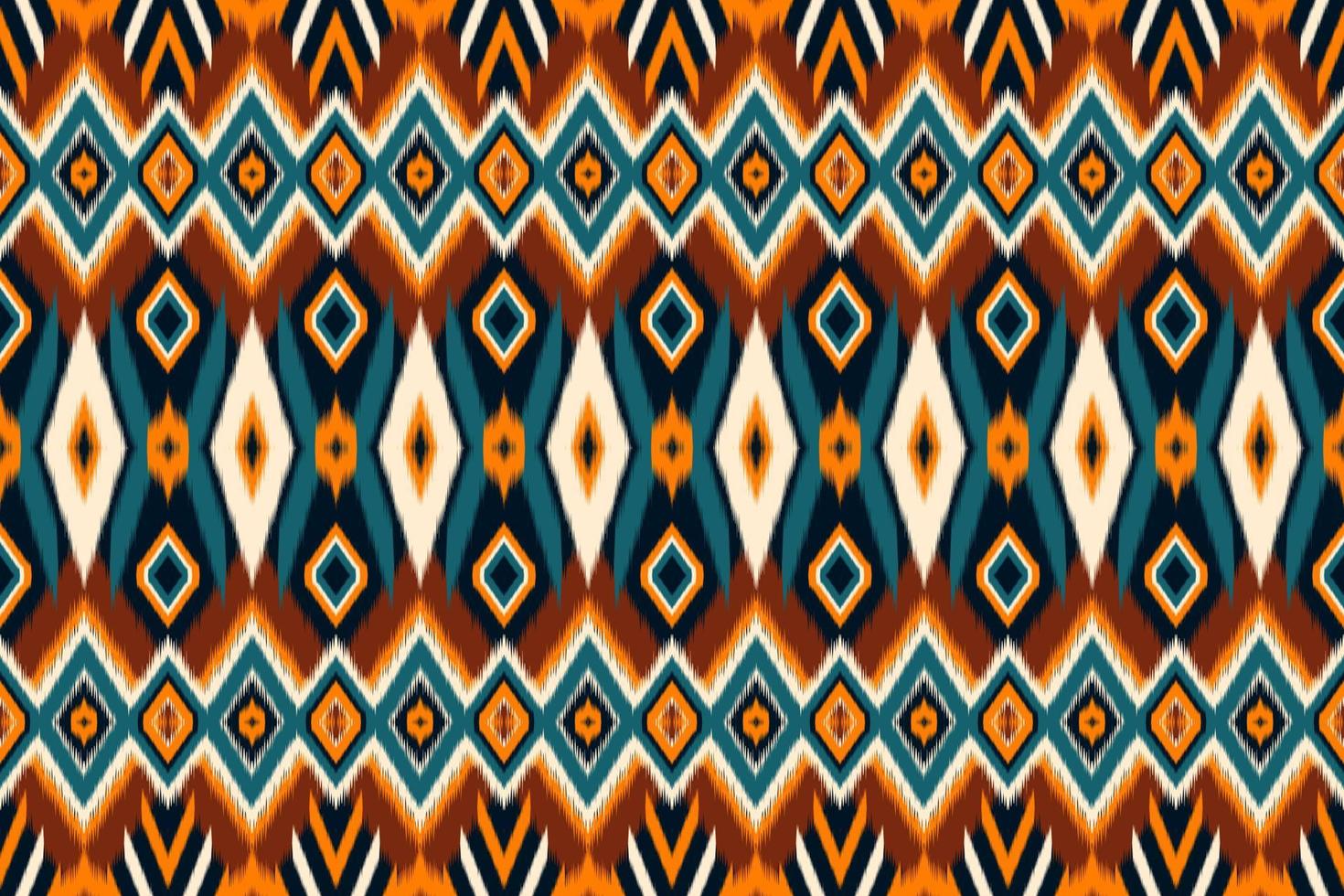 Ikat Seamless Pattern. Geometric ethnic oriental ikat. Design for fabric, background, carpet, wallpaper, clothing, wrapping, Batik. Embroidery style. Vector illustration.