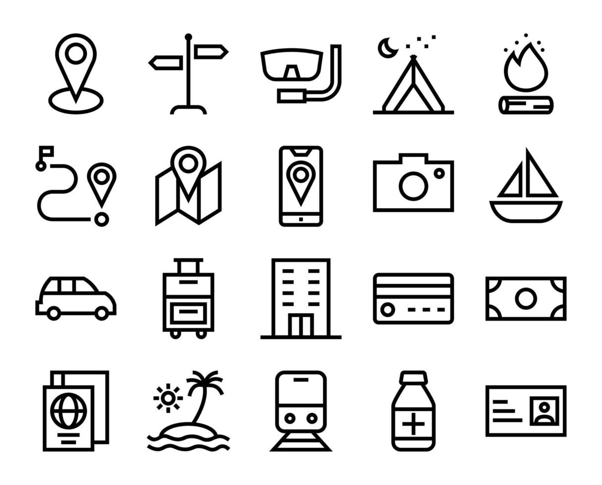 conjunto de iconos de viaje, conjunto de colección de viajes en color negro para el diseño de sitios web, elementos de diseño para sus proyectos. ilustración vectorial, icono de viaje, viaje, conjunto de colección de iconos de viaje vector