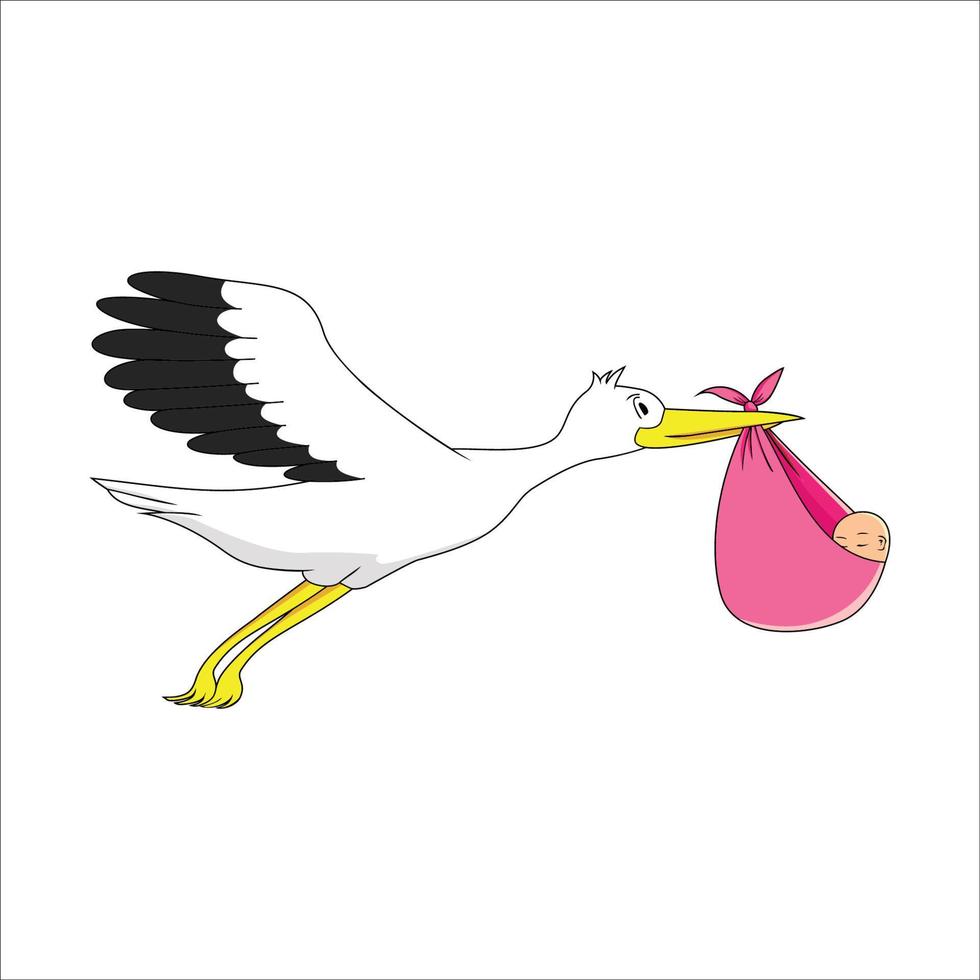 crane carry baby vector illustration. newborn sign and symbol.