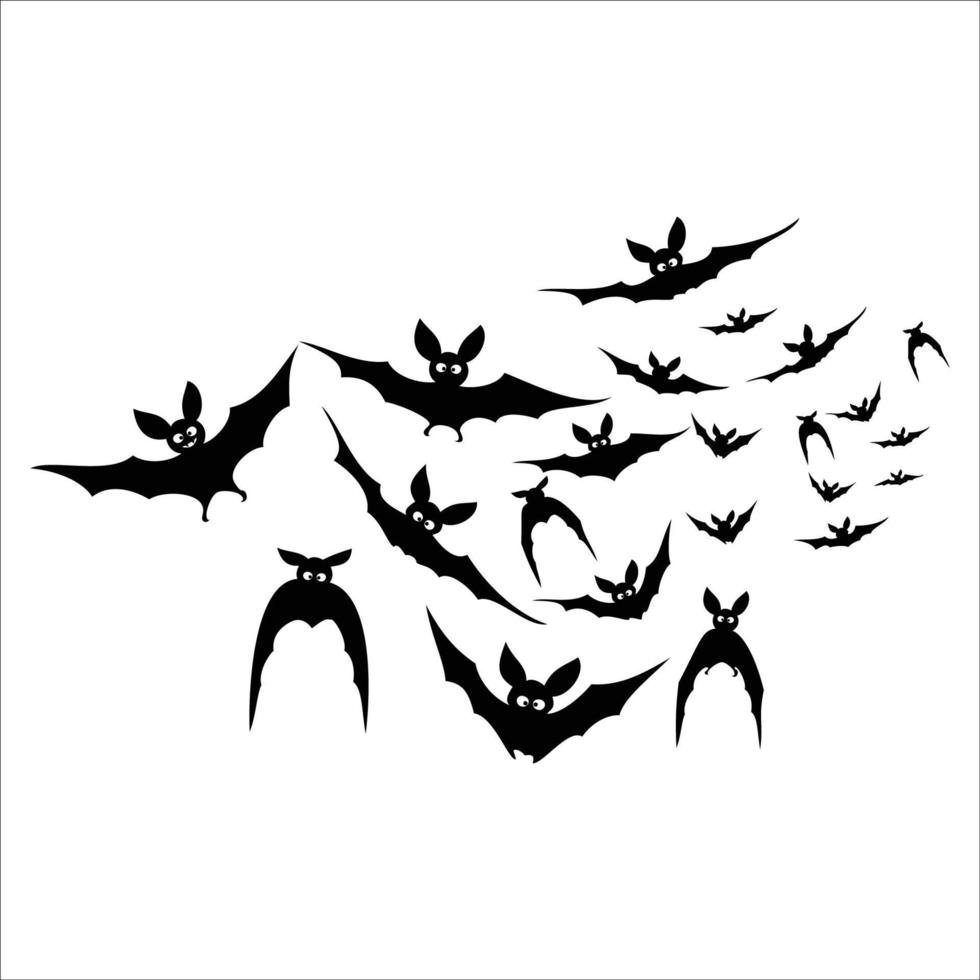 silueta de multitud de murciélagos. signo y símbolo de Halloween. vector