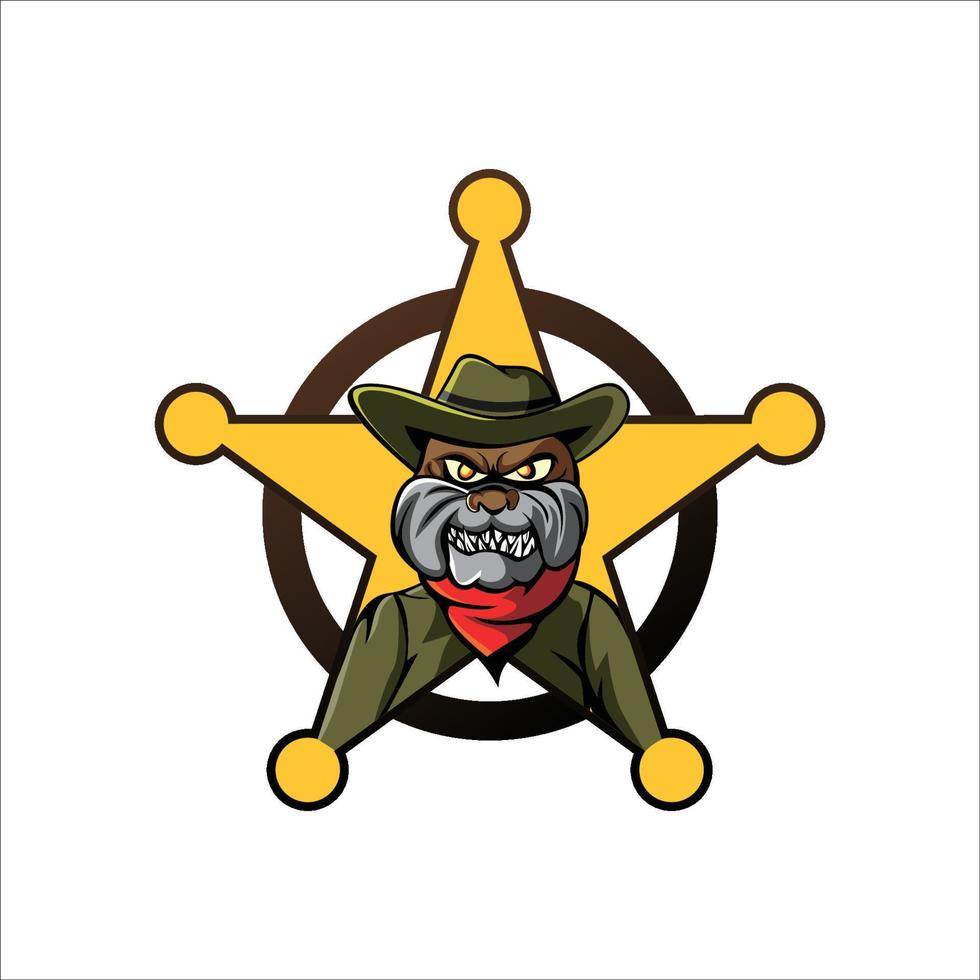 bulldog sheriff logo template. puppy sign and symbol. vector