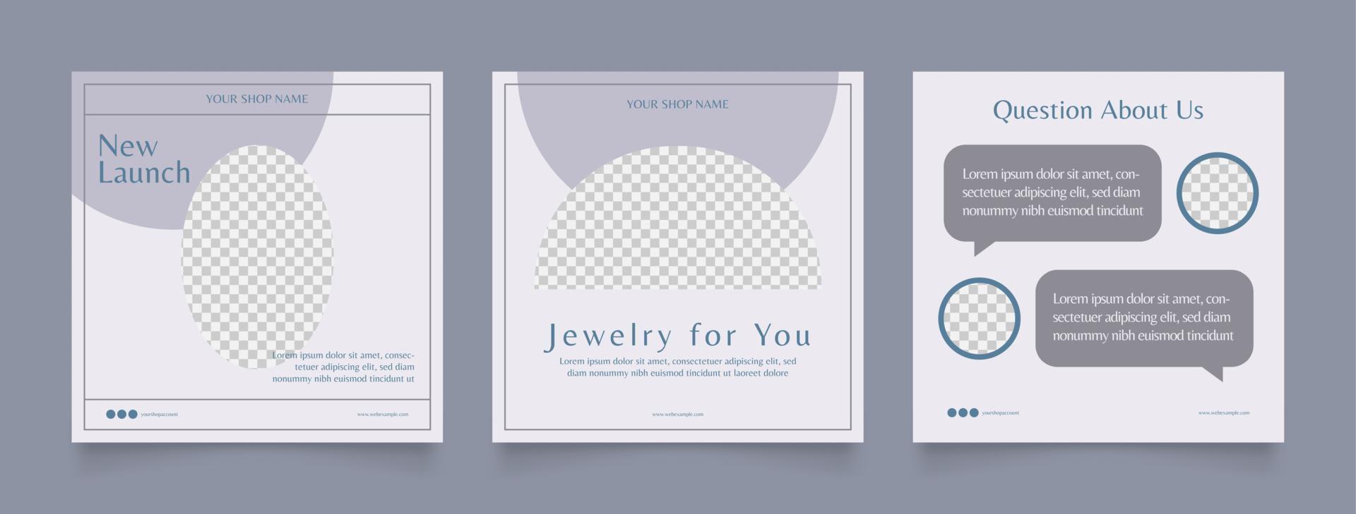 social media template banner jewelry sale promotion vector