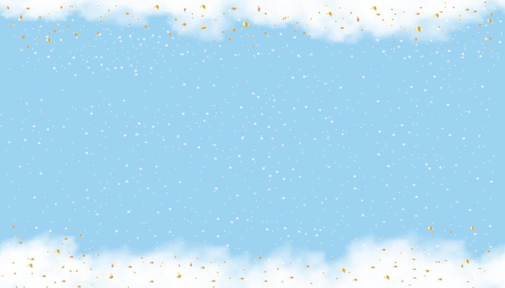 nubes de patrones sin fisuras y elemento dorado sobre fondo transparente, patrón de horizonte de nube blanca para el telón de fondo de la pancarta horizontal sobre fondo de navidad o año nuevo vector