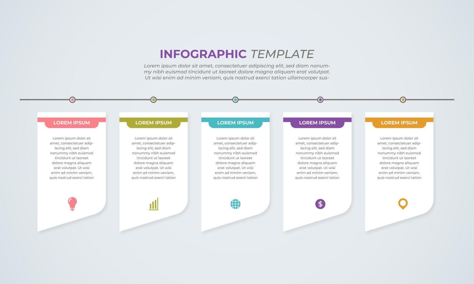 infographic design with 5 steps for data visualization, diagram, annual report, web design, presentation. Vector business template