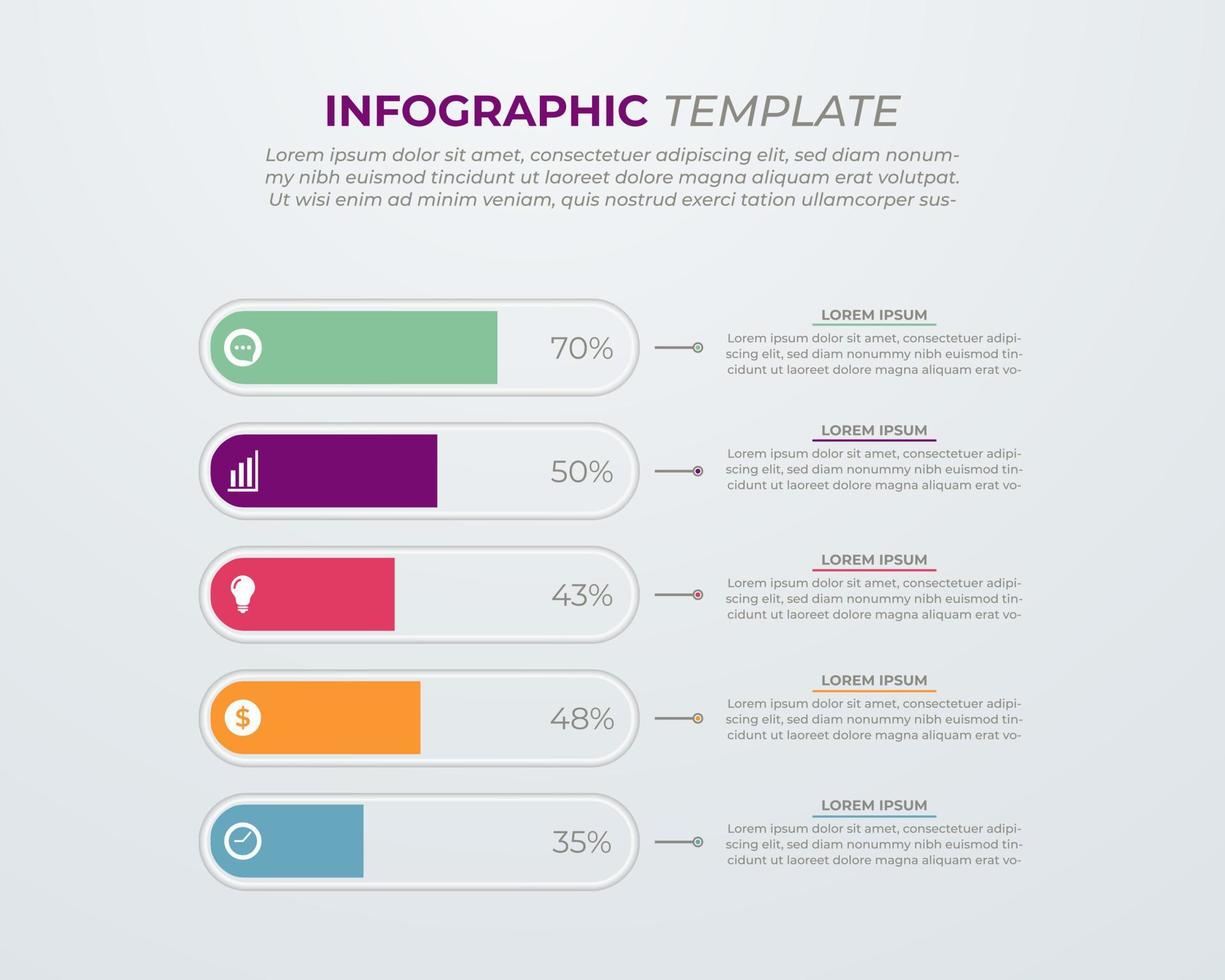 infographic design with 5 steps for data visualization, diagram, annual report, web design, presentation. Vector business template