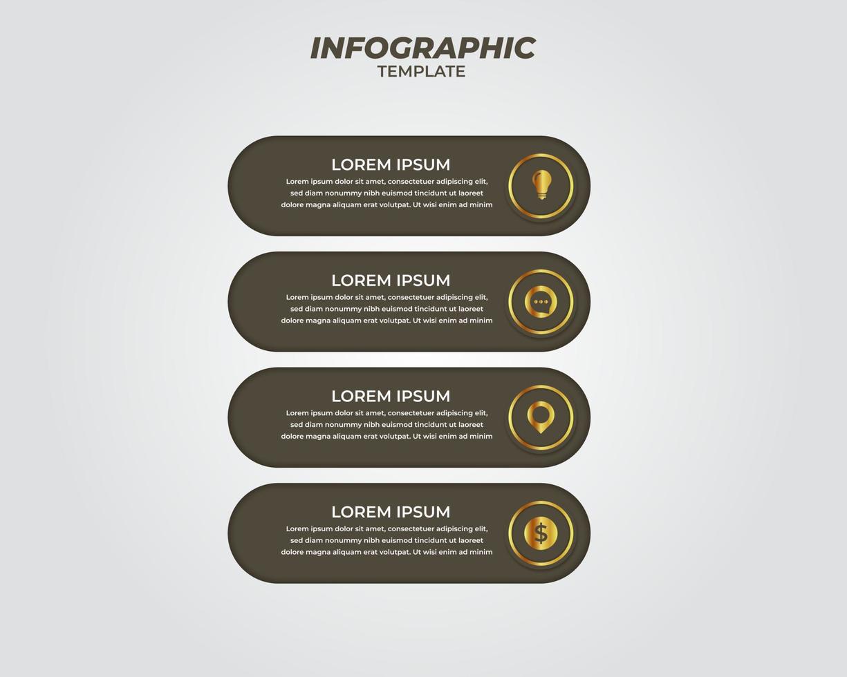 diseño infográfico con 4 pasos para visualización de datos, diagrama, informe anual, diseño web, presentación. plantilla de negocio de vectores