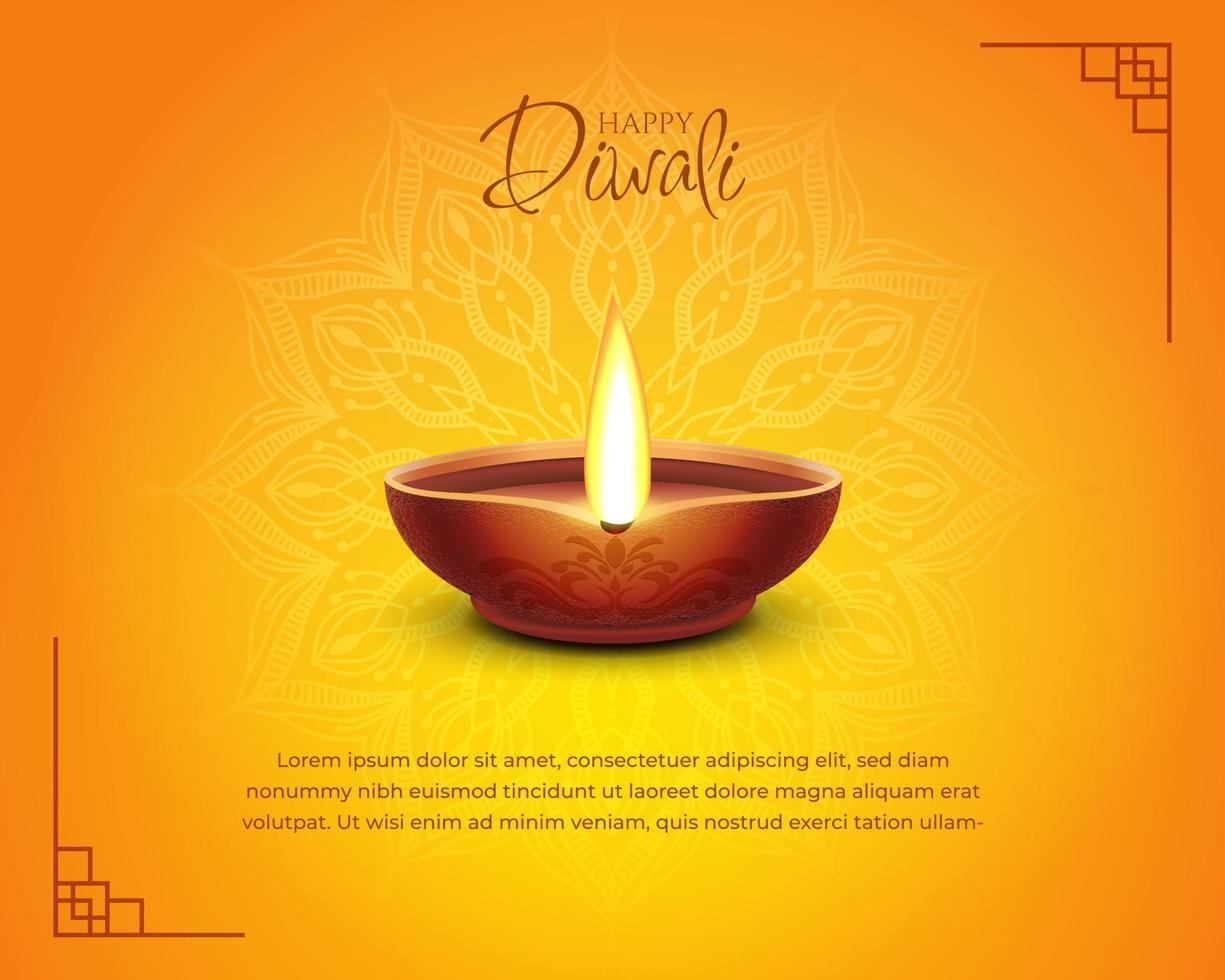 happy diwali festival background with Oil Lamps for  social media cover, banner, greeting card. vector template