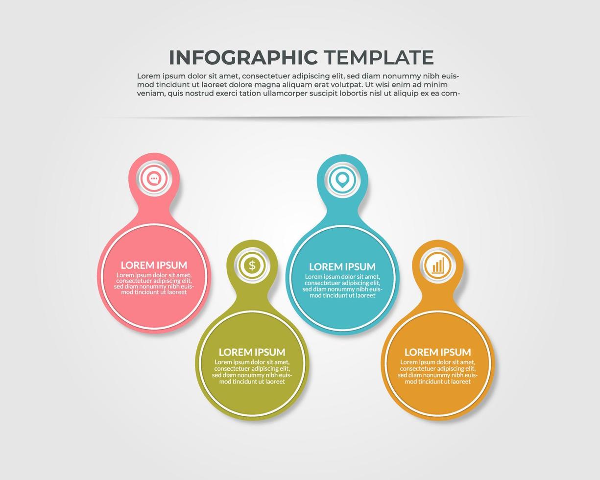 diseño infográfico con 4 pasos para visualización de datos, diagrama, informe anual, diseño web, presentación. plantilla de negocio de vectores