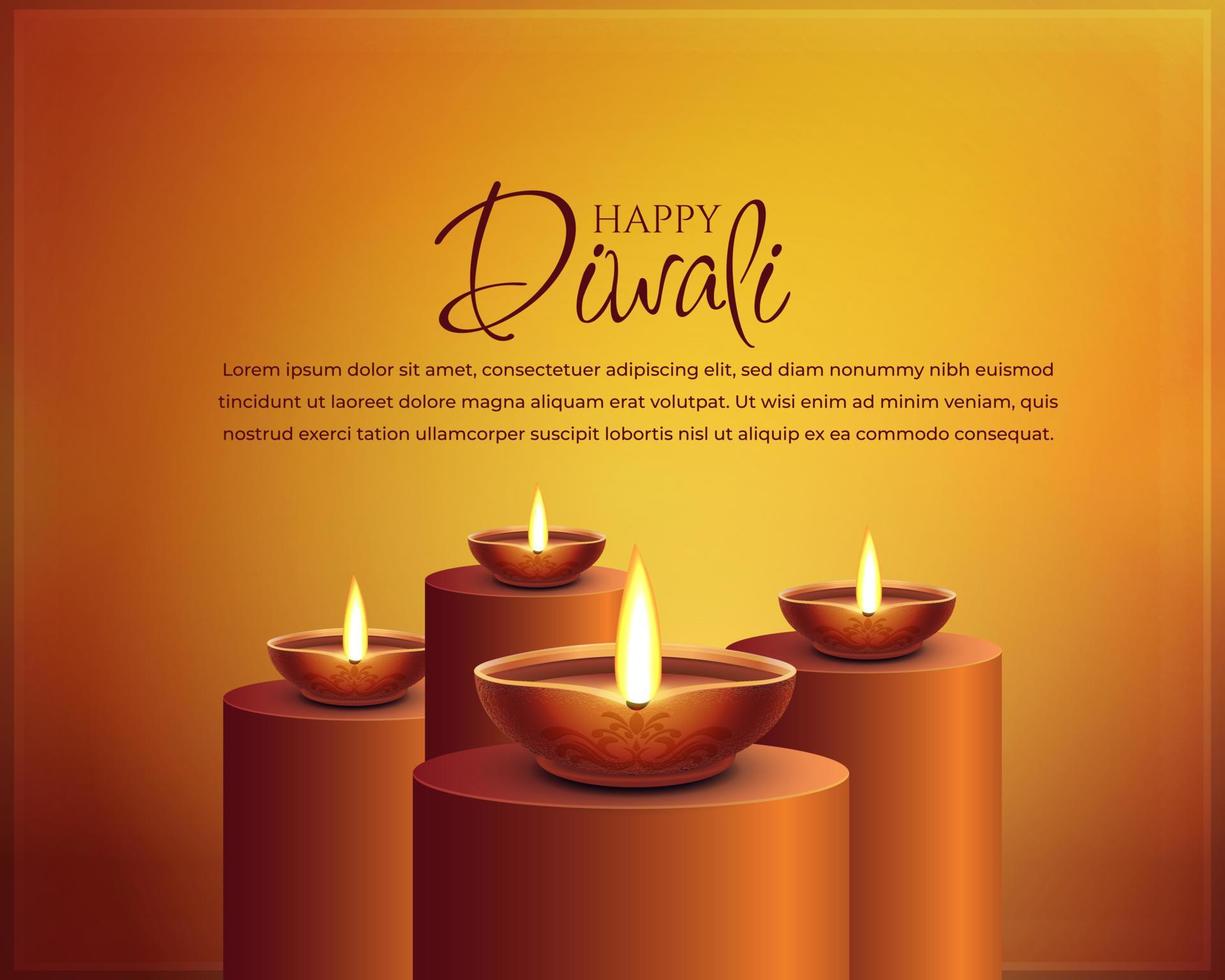 happy diwali festival background with Oil Lamps for  social media cover, banner, greeting card. vector template