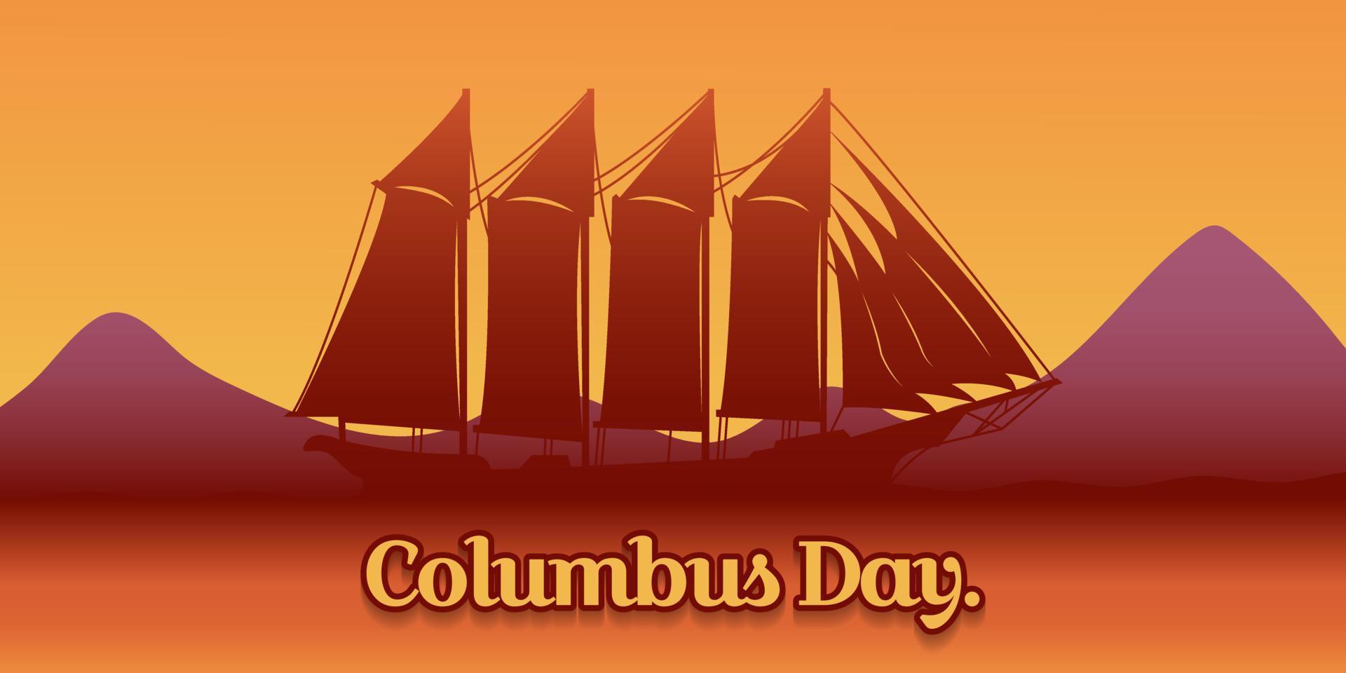 Columbus Day Greeting Gradient Background. Seascape Background vector