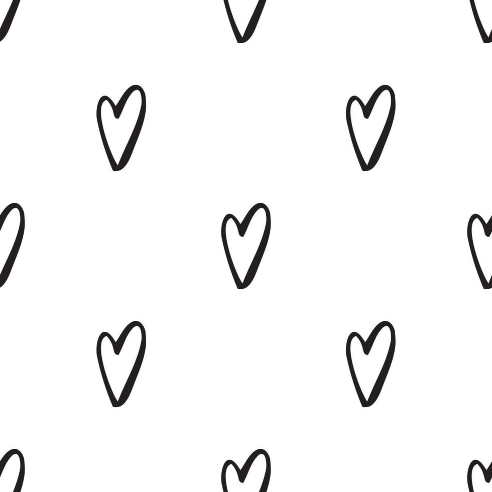 Doodle hearts. Vector illustration of seamless pattern.