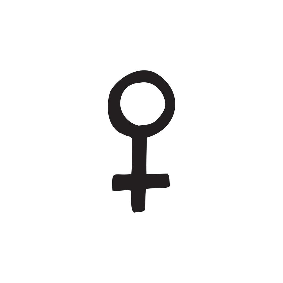 vector manuscrito de símbolo de género. mujer, niña, iconos de mujer. signo femenino.