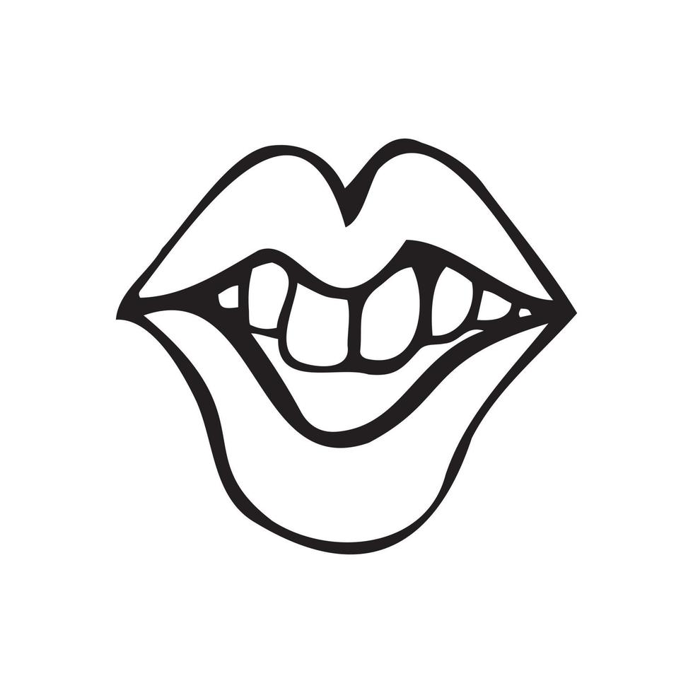 Single element lip on the stick in doodle style. Doodle vector illustration.