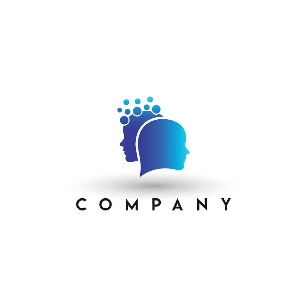 inteligencia artificial ai vector logo cerebro humano virtual logo