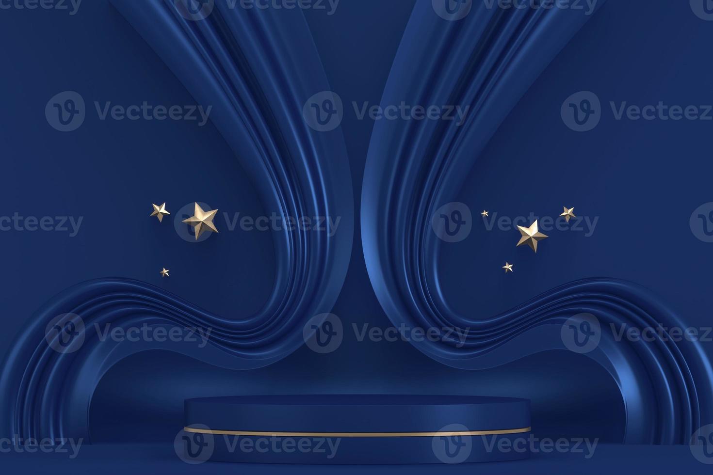 Victory blue adstract , podium for cosmetic product. 3d rendering photo
