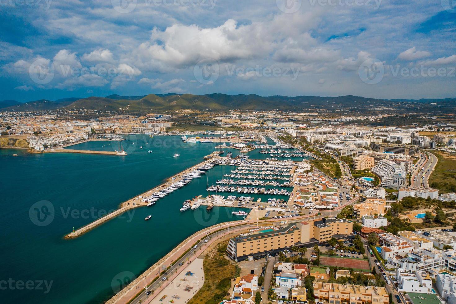 Aerial view of city port. photo