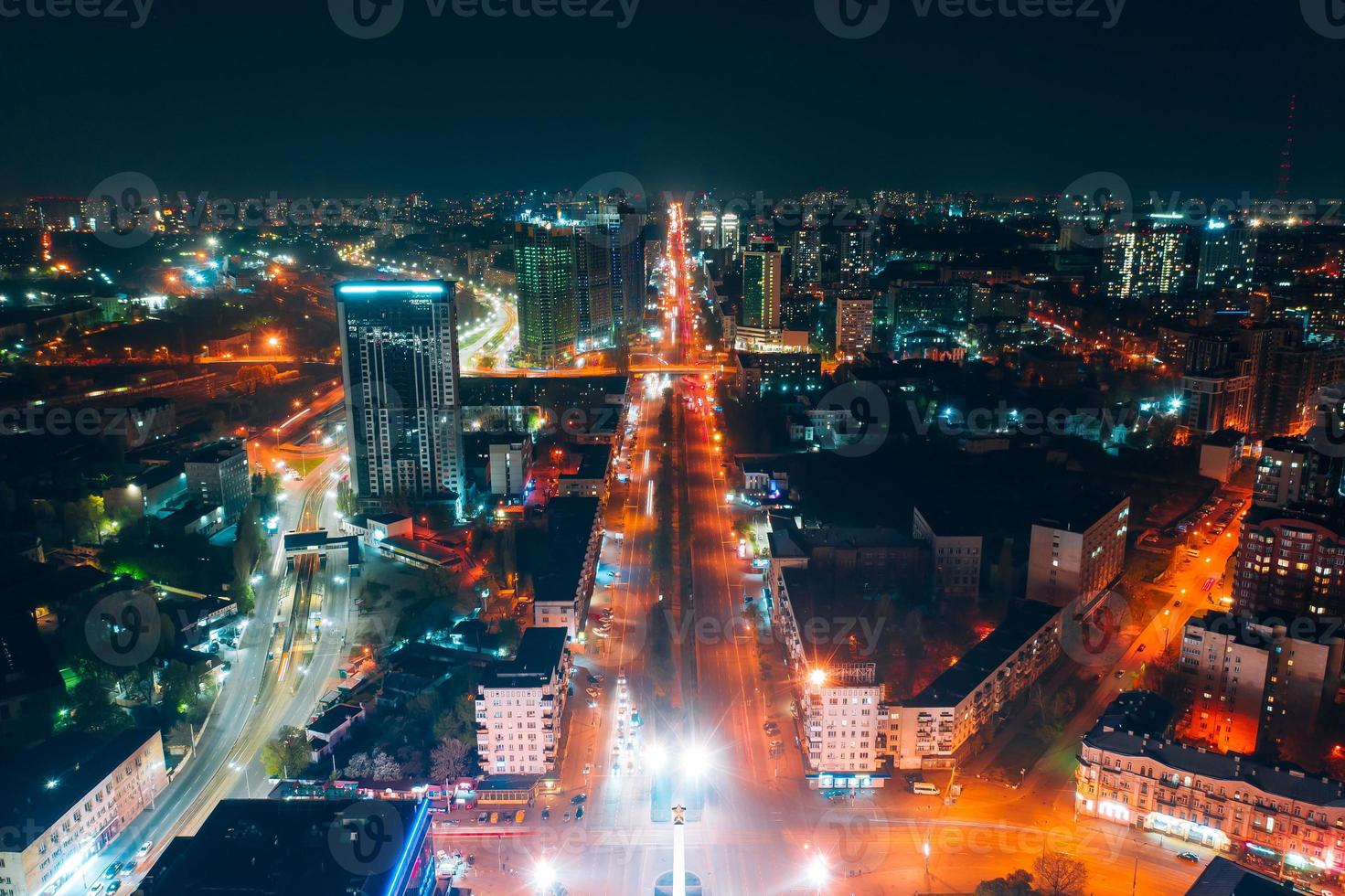 Panoramic view on big city at night photo
