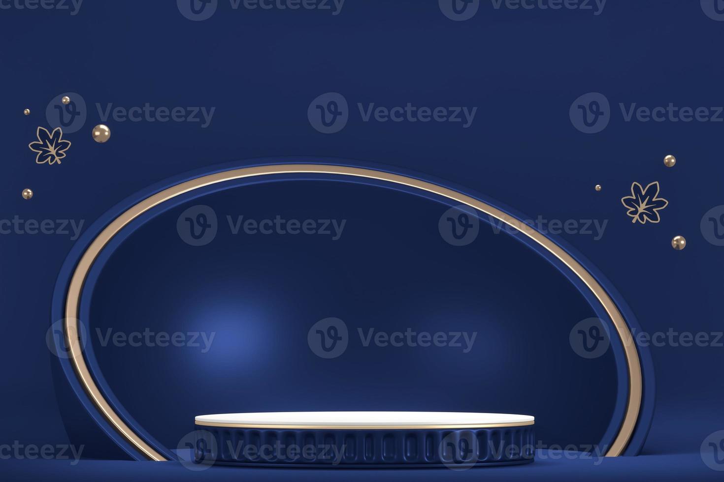 Dark blue geometric background, japanese style podium blue concept .3d rendering photo