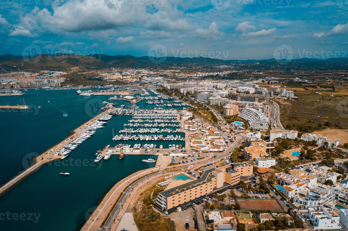 Aerial view of city port. photo