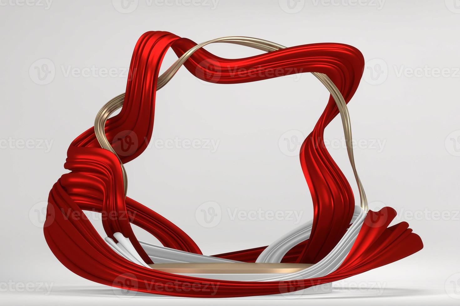 Red stage podium decoration suitable for products.3D rendering photo