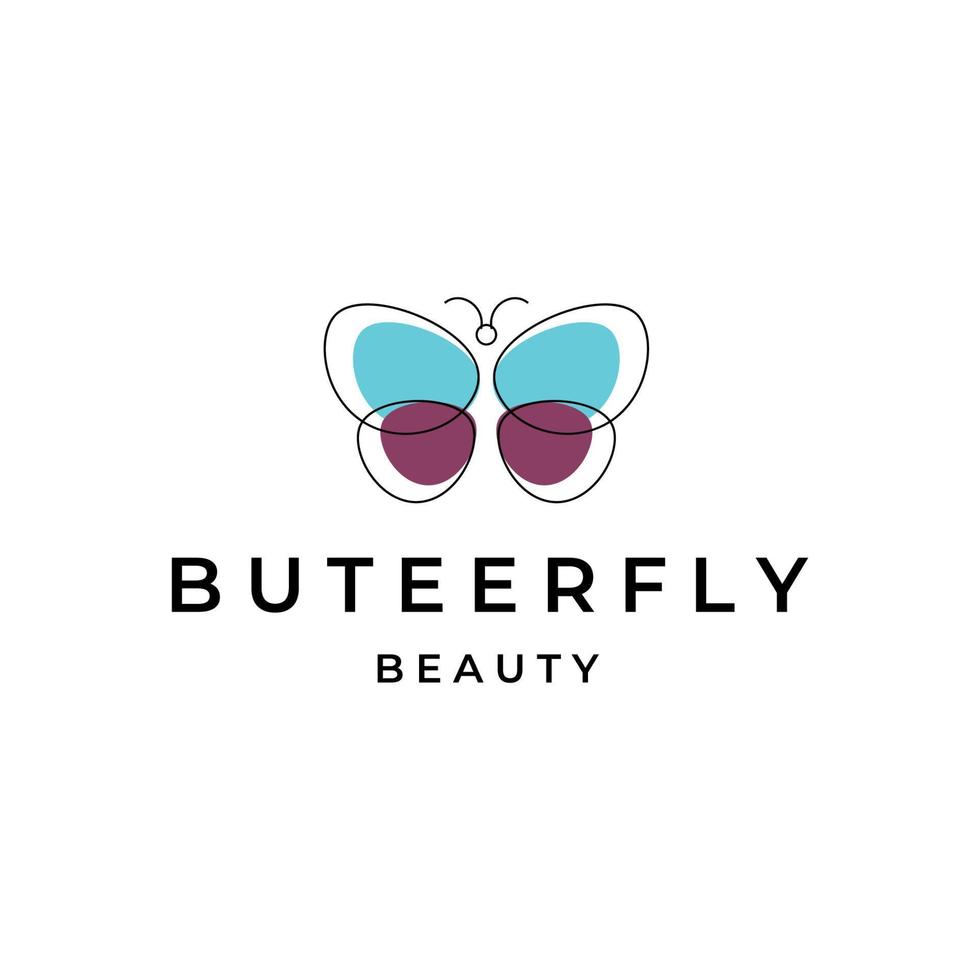 mariposa logo vector línea arte icono diseño ilustración