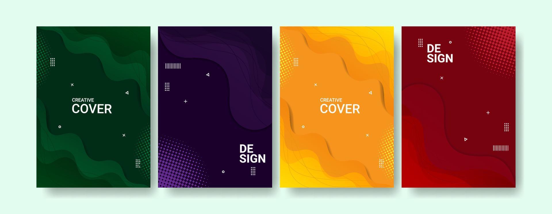 Set Of Business Cover Collection in A4 Size Memphis Style vector