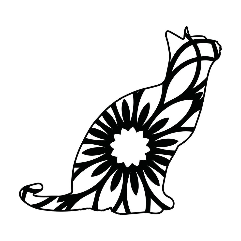 Cute cat mandala coloring vector illustration design.