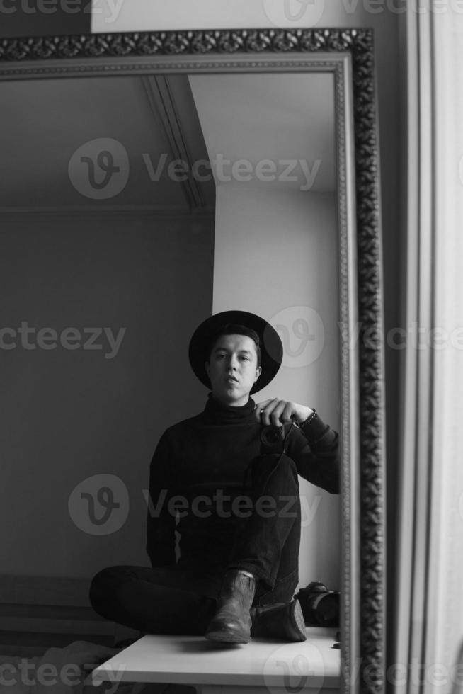 man in black clothes photo