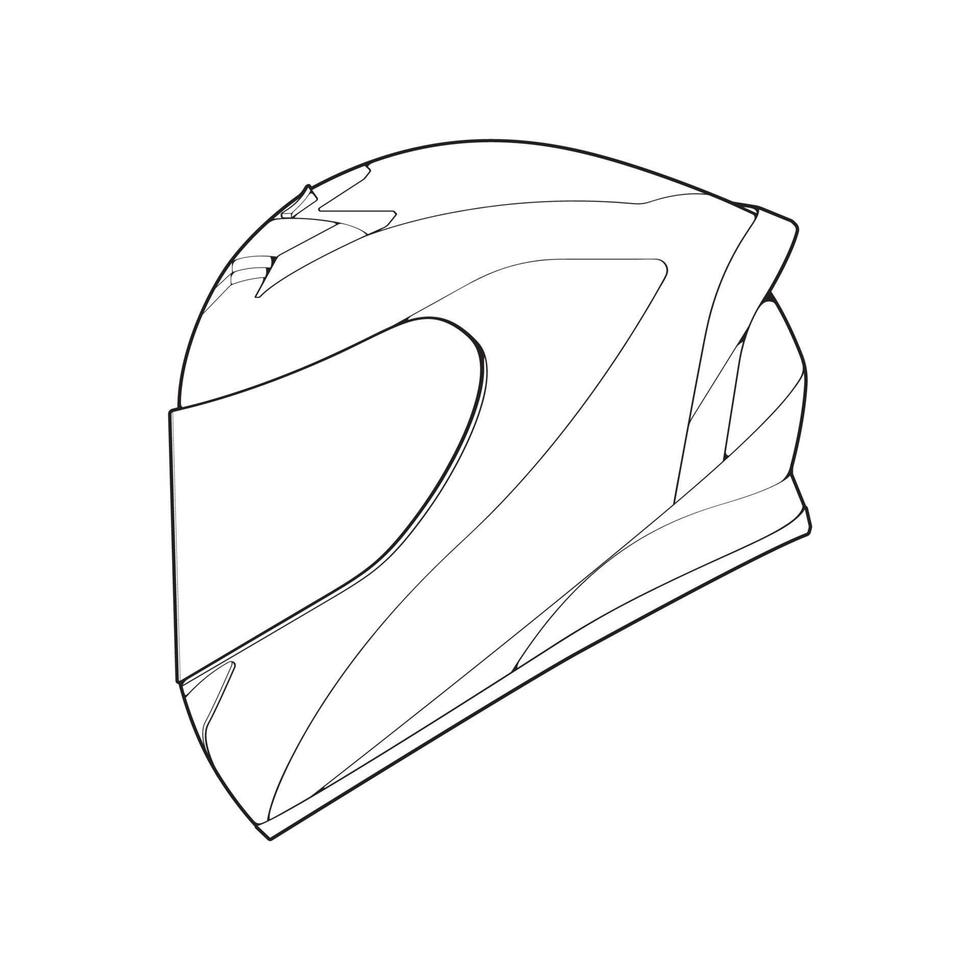 casco de plantilla de cara completa, ilustración de vector de casco de arte de línea, vector de arte de línea, vector de casco