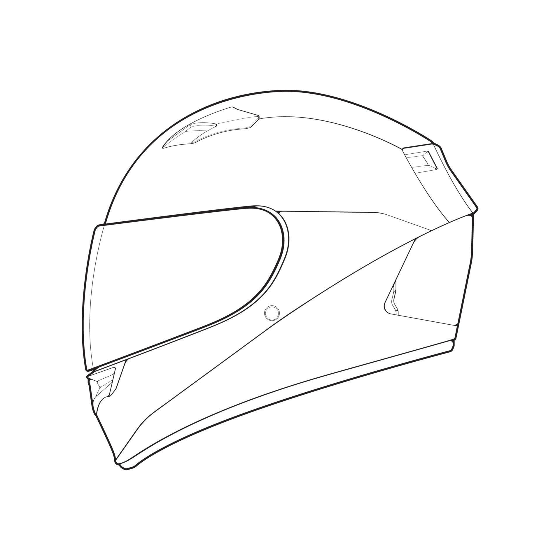 Template helmet full face, line Art helmet Vector Illustration, Line