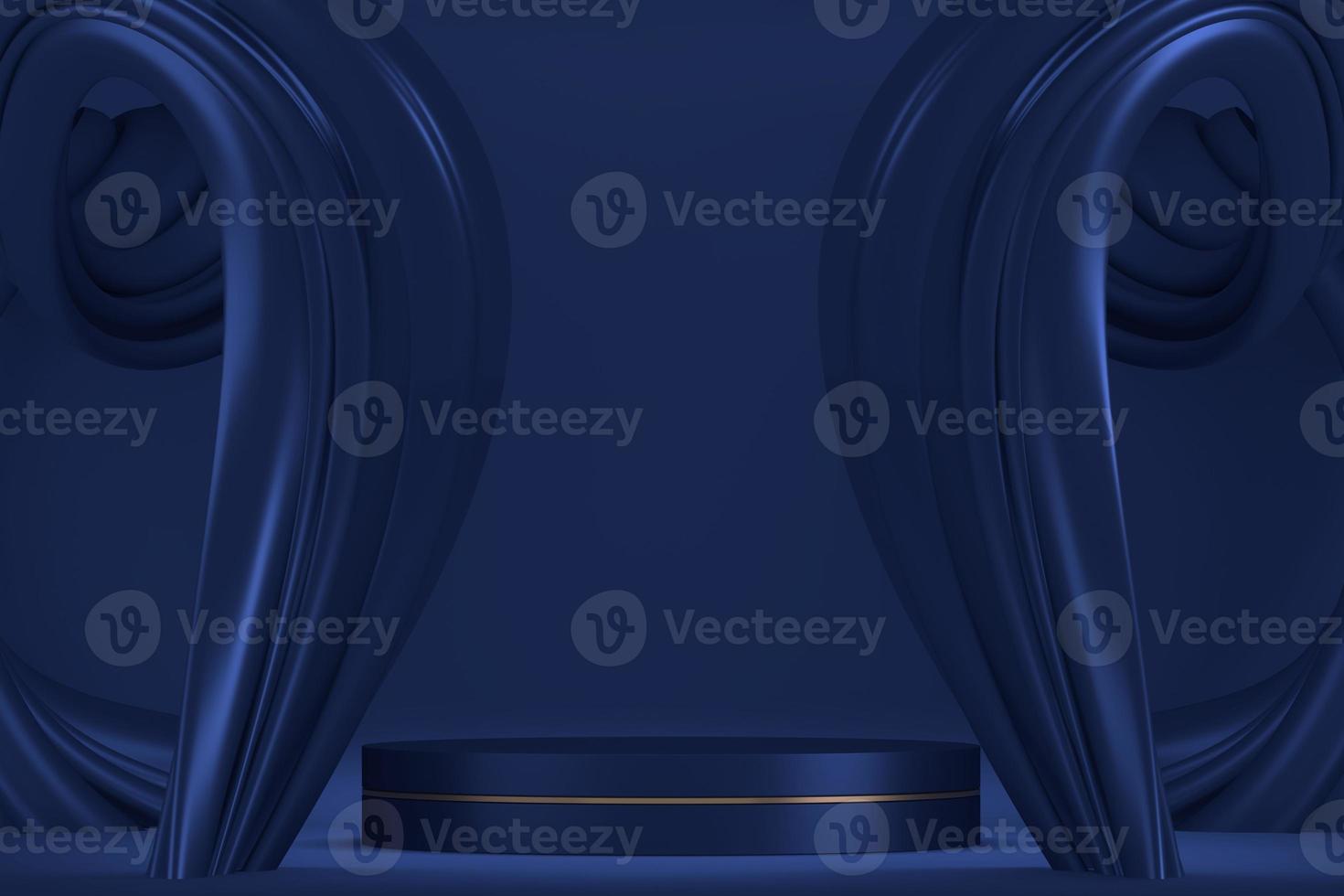 Dark blue geometric background, japanese style podium blue concept .3d rendering photo
