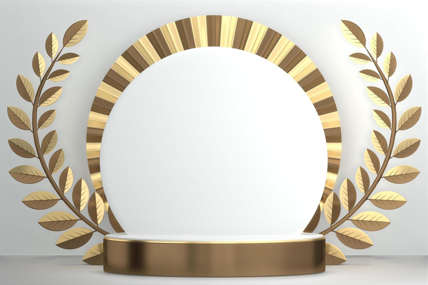 Abstract Podium minimal geometric white and gold.3D rendering photo