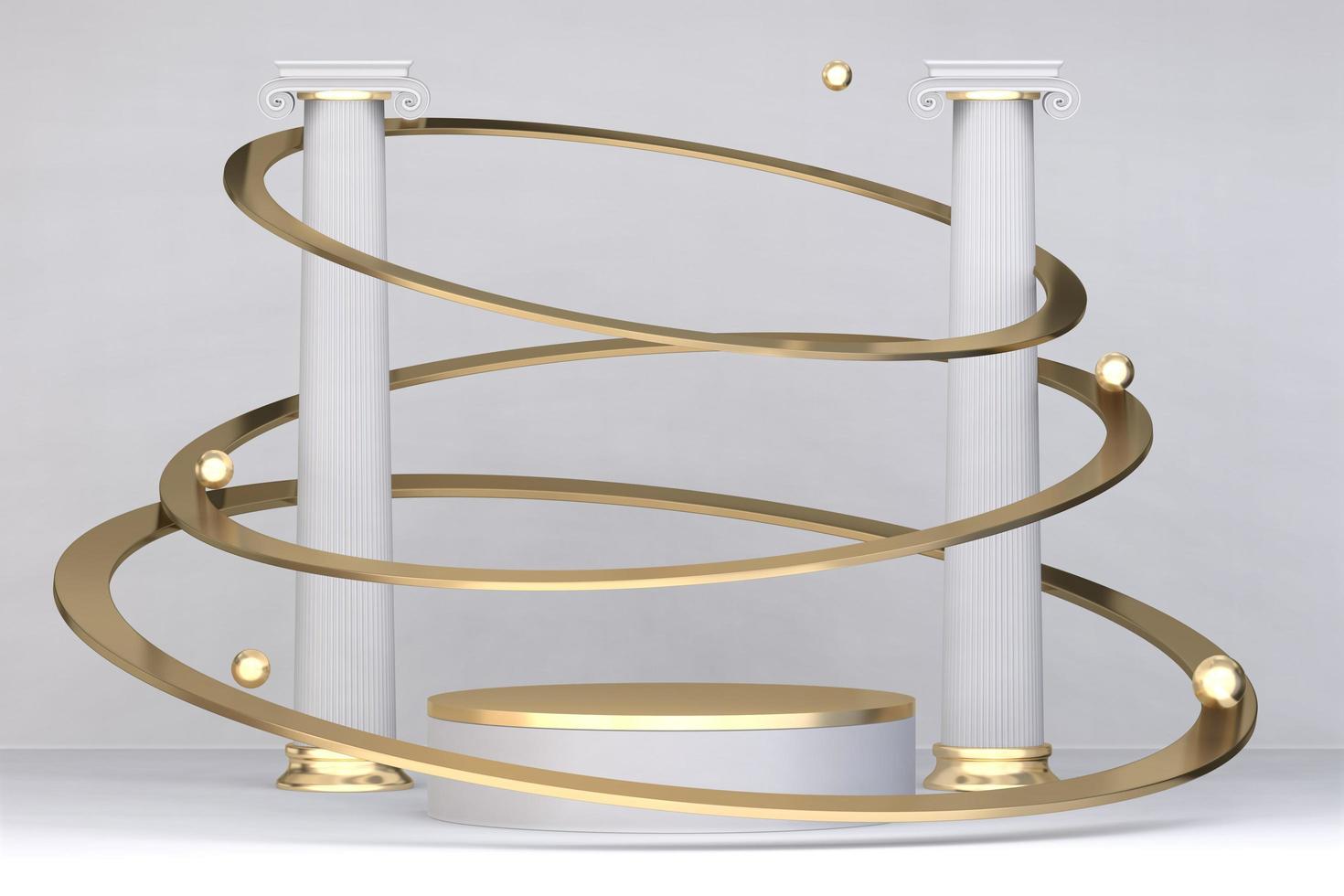 Podium  white for cosmetic product on background white. 3d rendering photo