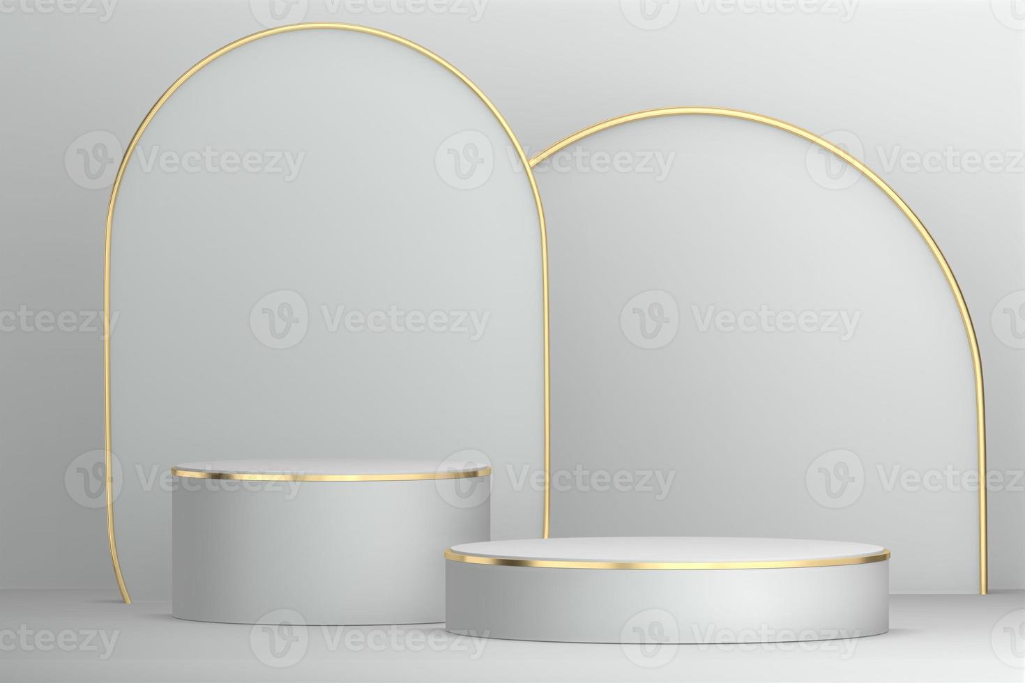 Modern white background and white podium show cosmetic product geometric. 3D rendering photo