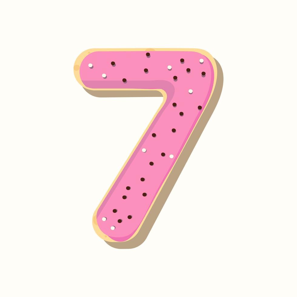 Donut with the number seven vector