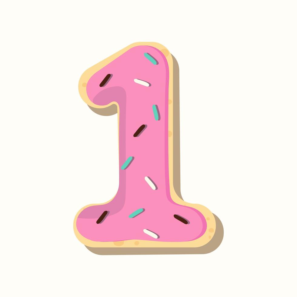 donut numeral 1 vector