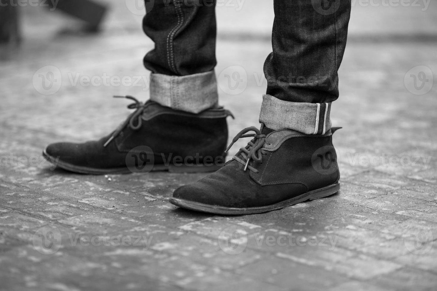 The man in the authentic boots and jeans selvedge photo