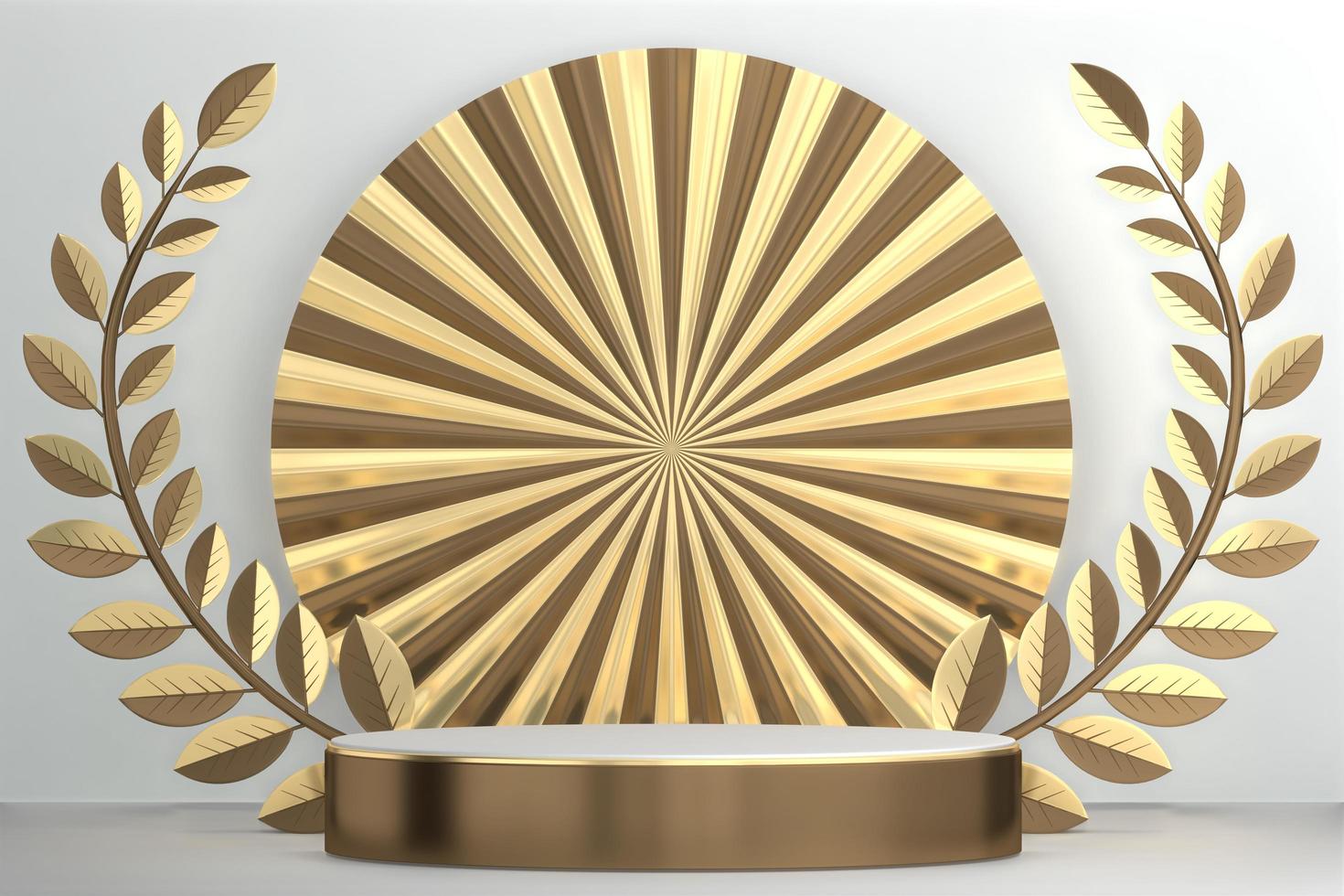 Abstract Podium minimal geometric white and gold.3D rendering photo