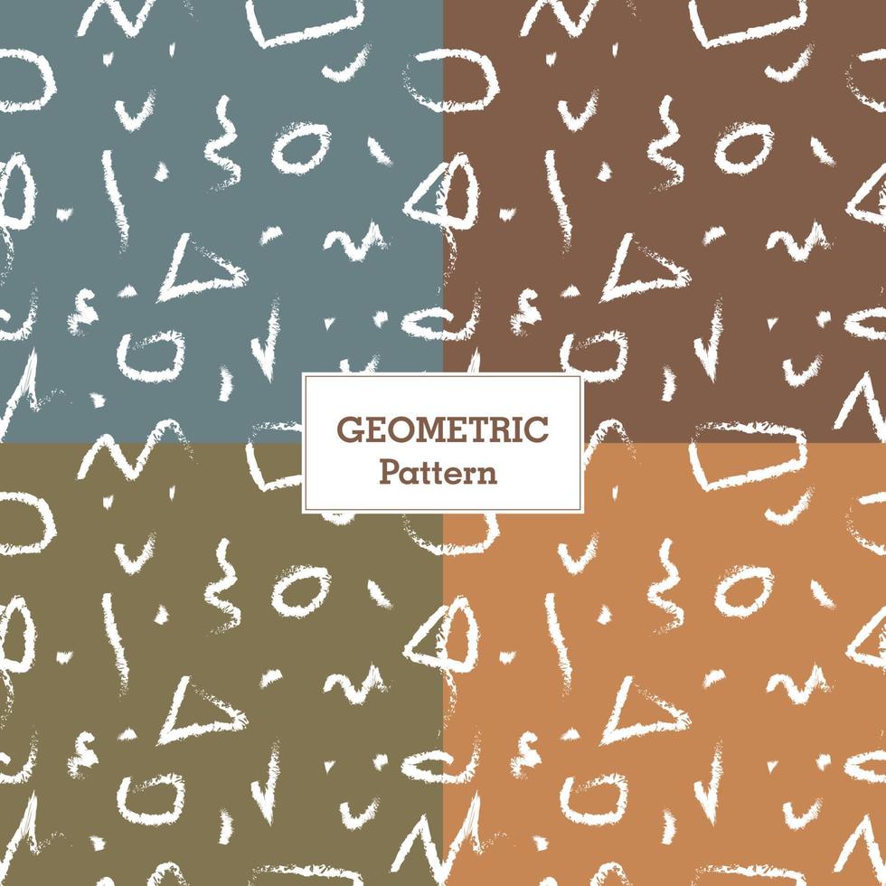 Geometric set pattern in different natural colors. Vector seamless background. Hand drawn curved and wavy lines