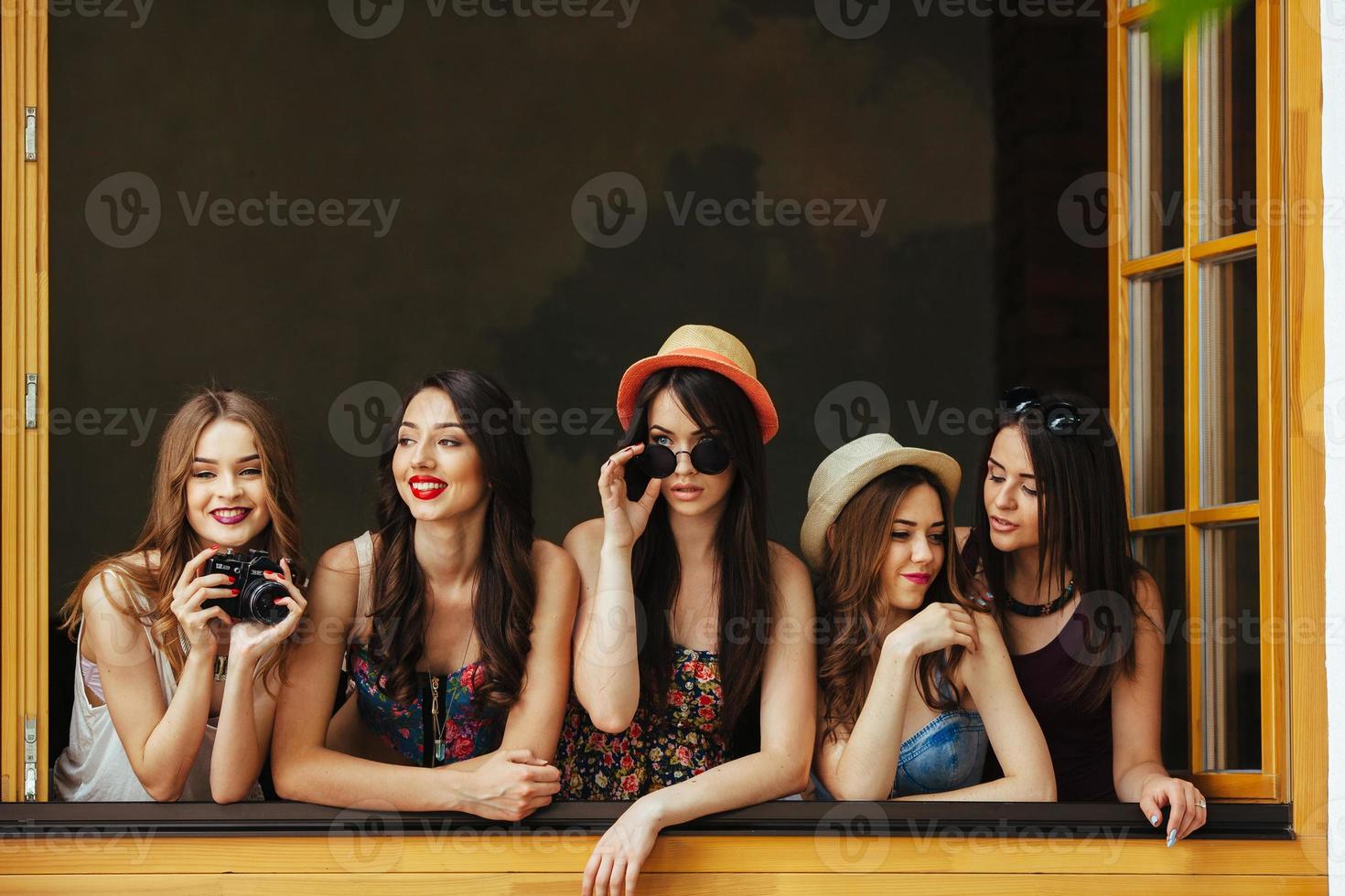 five beautiful young girls photo
